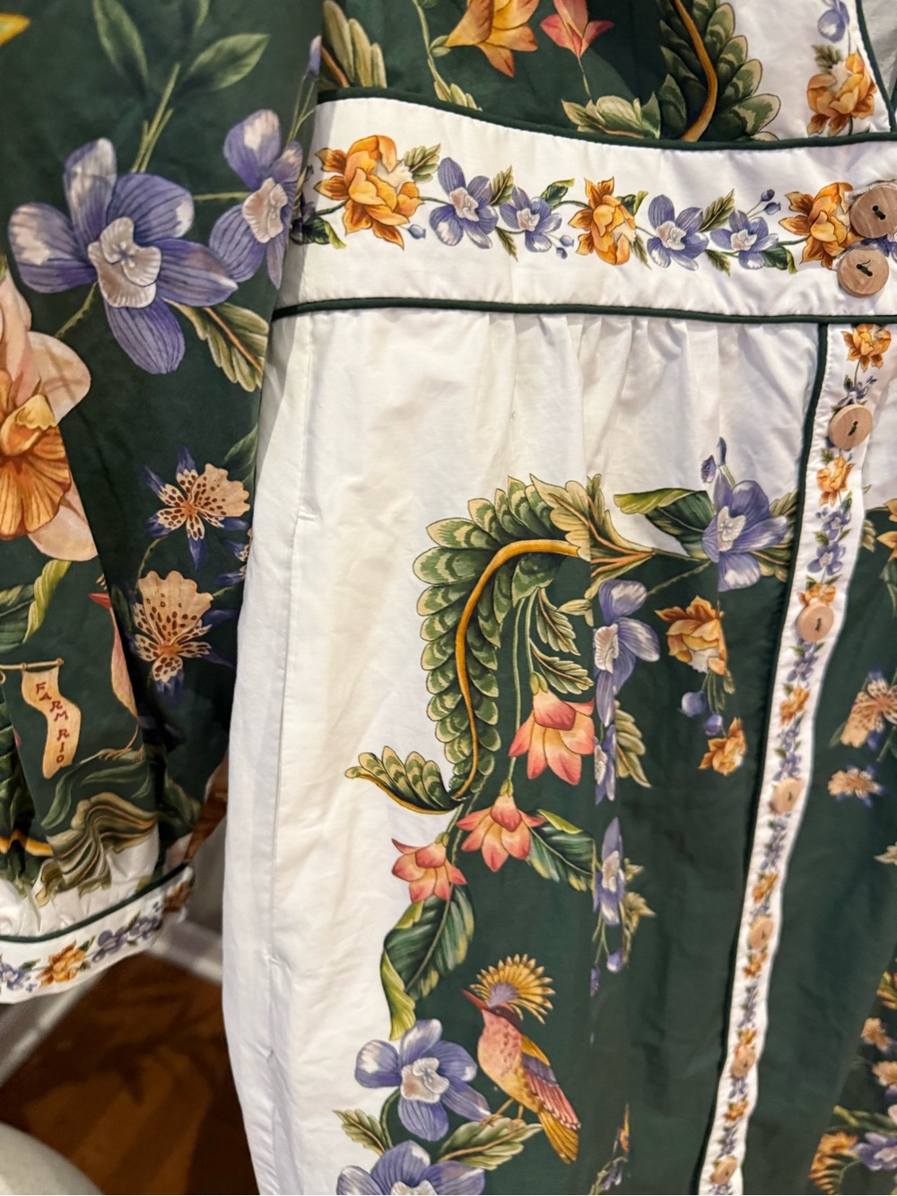 Farm Rio Nature green long sleeve floral Maxi dress - Picture 5 of 11